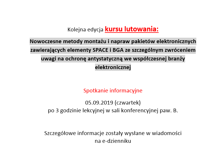 Kolejna edycja kursu lutowania