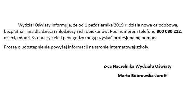 Telefon zaufania UM w Dąbrowie Górniczej
