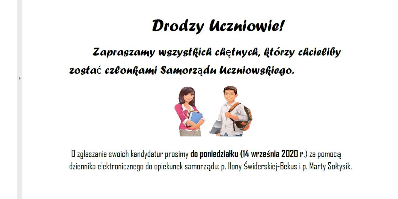 Samorząd uczniowski zaprasza!