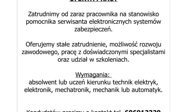 Pomocnik serwisanta elektronicznych systemów zabezpieczeń
