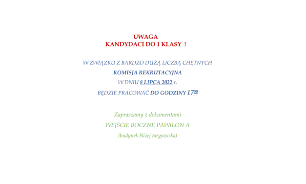 Komunikat komisji rekrutacyjnej